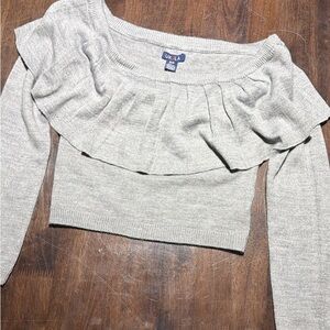 UK2LA Light Gray Off-the-Shoulder Sweater